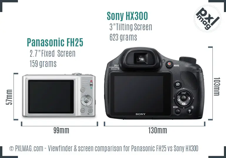 Panasonic FH25 vs Sony HX300 Screen and Viewfinder comparison