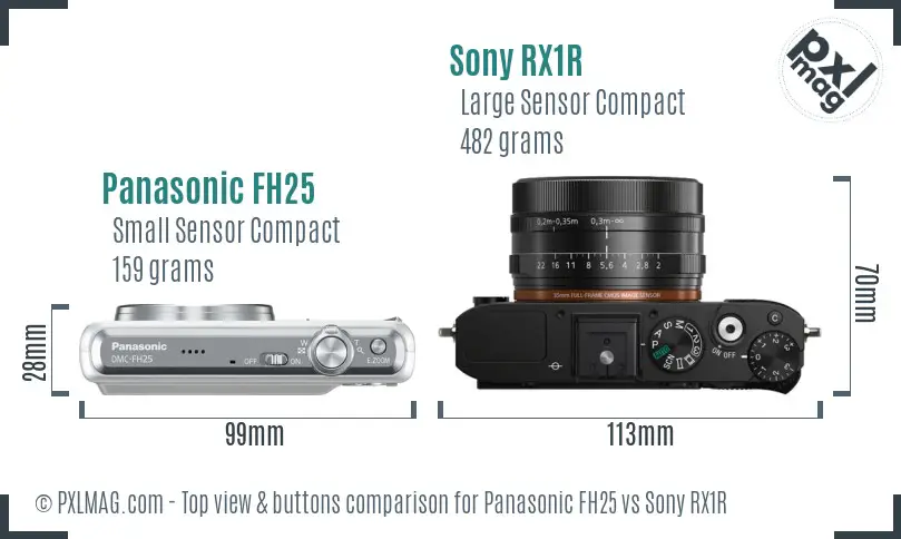 Panasonic FH25 vs Sony RX1R top view buttons comparison