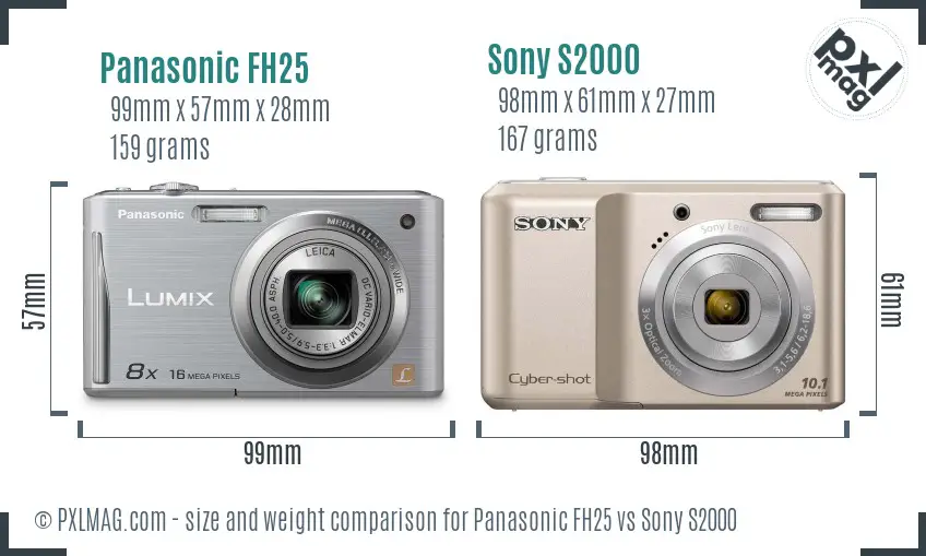 Panasonic FH25 vs Sony S2000 size comparison