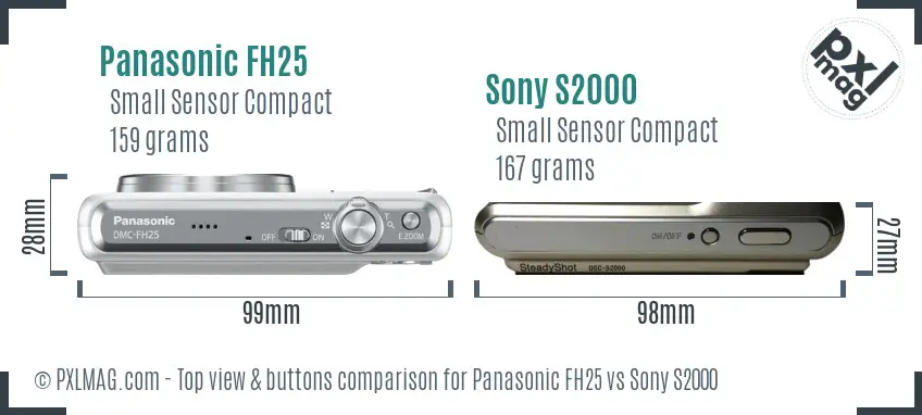 Panasonic FH25 vs Sony S2000 top view buttons comparison