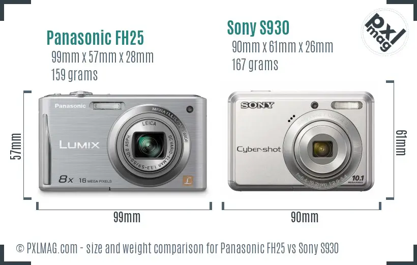 Panasonic FH25 vs Sony S930 size comparison