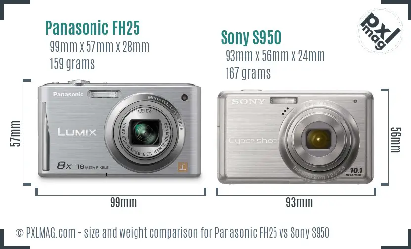 Panasonic FH25 vs Sony S950 size comparison