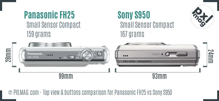 Panasonic FH25 vs Sony S950 top view buttons comparison