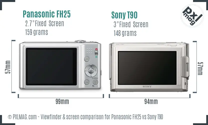 Panasonic FH25 vs Sony T90 Screen and Viewfinder comparison