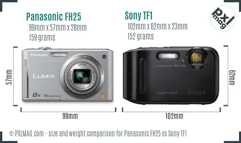 Panasonic FH25 vs Sony TF1 size comparison