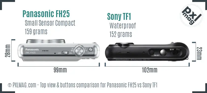 Panasonic FH25 vs Sony TF1 top view buttons comparison