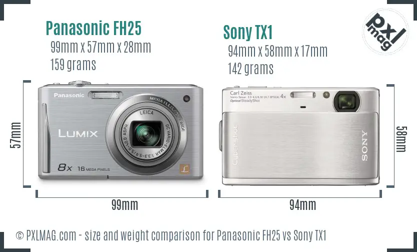 Panasonic FH25 vs Sony TX1 size comparison