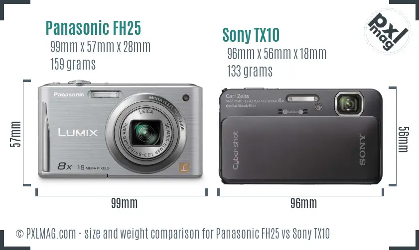 Panasonic FH25 vs Sony TX10 size comparison