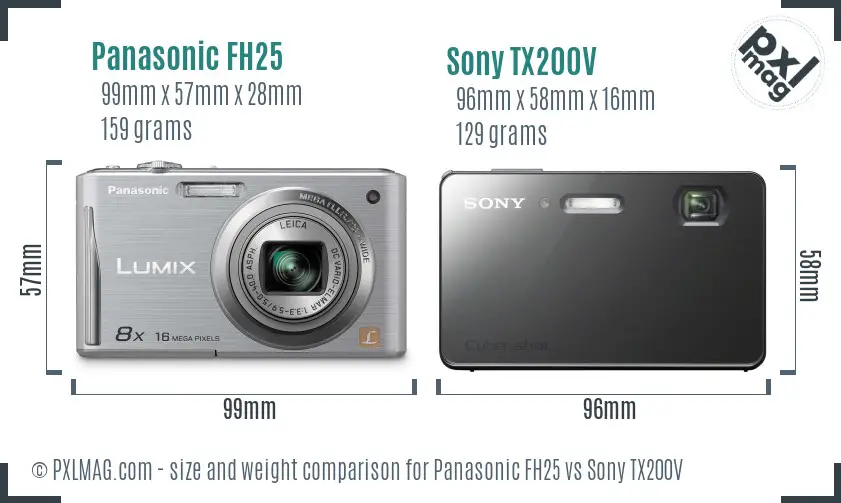 Panasonic FH25 vs Sony TX200V size comparison Panasonic FH25 vs Sony TX200V size comparison