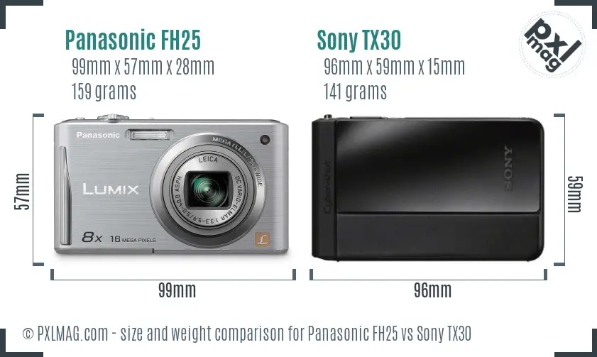 Panasonic FH25 vs Sony TX30 size comparison