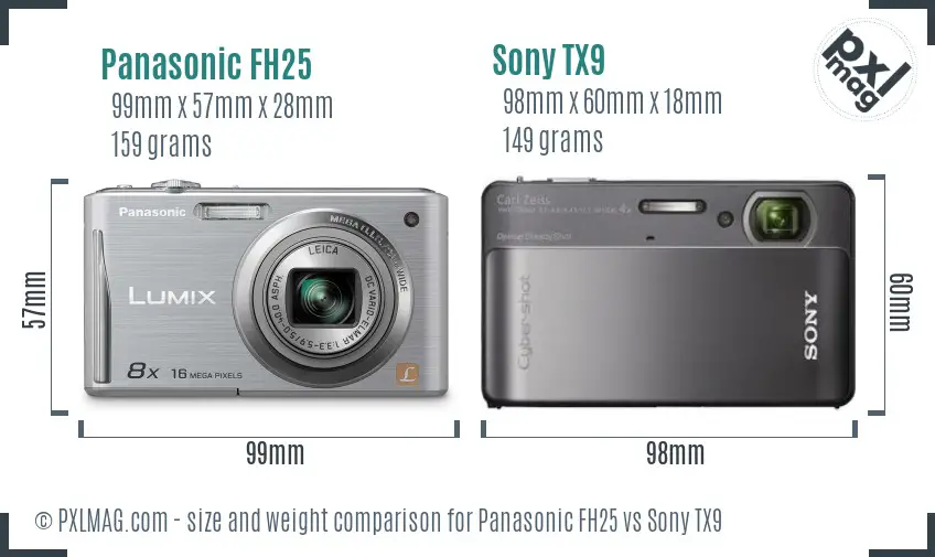 Panasonic FH25 vs Sony TX9 size comparison Panasonic FH25 vs Sony TX9 size comparison