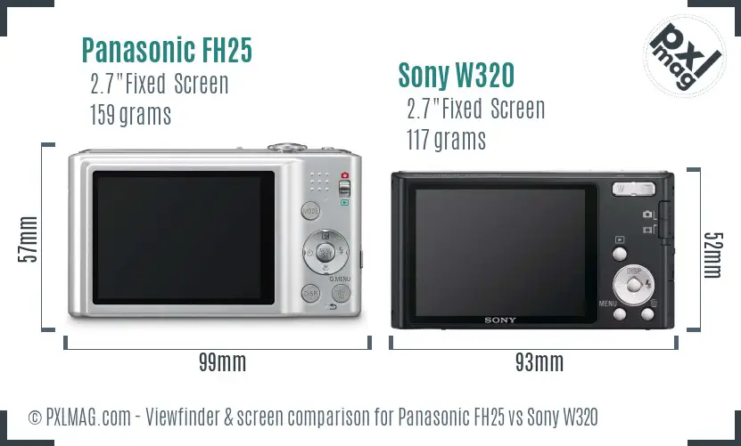 Panasonic FH25 vs Sony W320 Screen and Viewfinder comparison