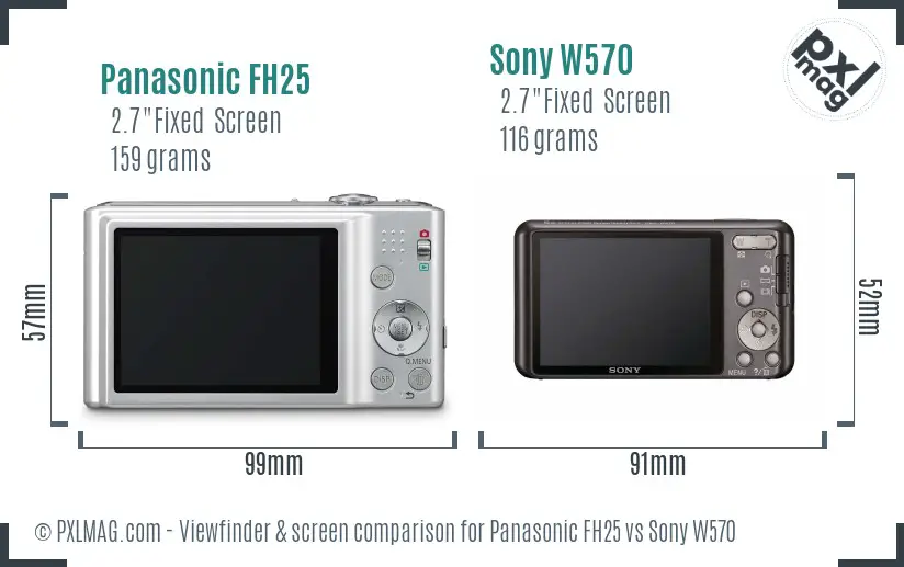 Panasonic FH25 vs Sony W570 Screen and Viewfinder comparison