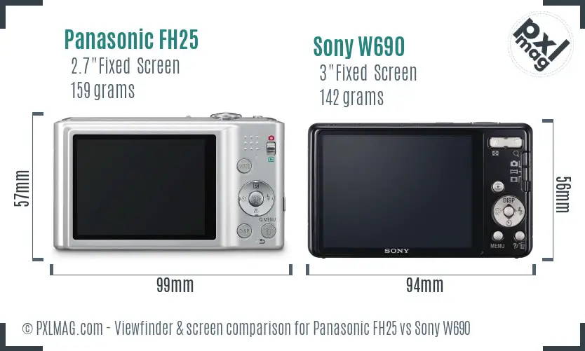 Panasonic FH25 vs Sony W690 Screen and Viewfinder comparison