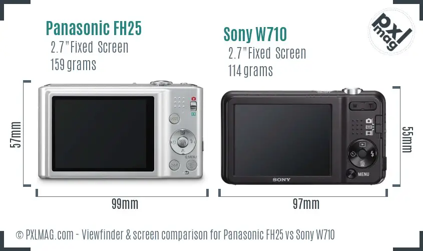 Panasonic FH25 vs Sony W710 Screen and Viewfinder comparison