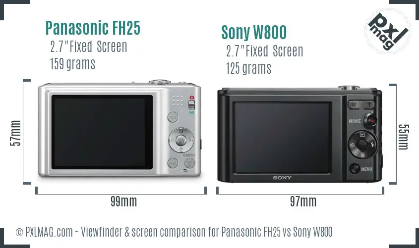 Panasonic FH25 vs Sony W800 Screen and Viewfinder comparison