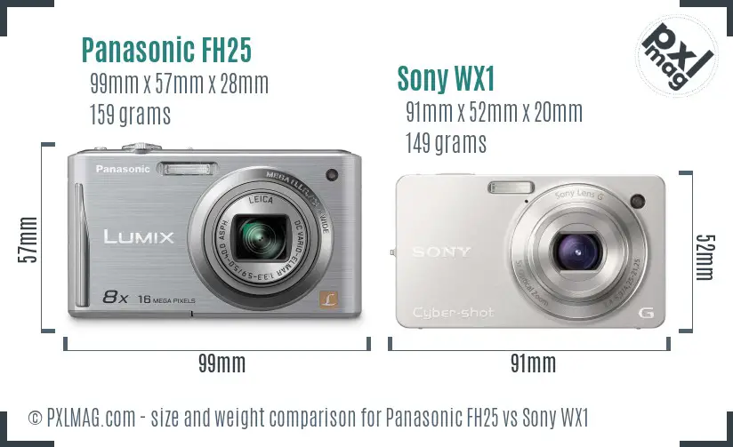 Panasonic FH25 vs Sony WX1 size comparison