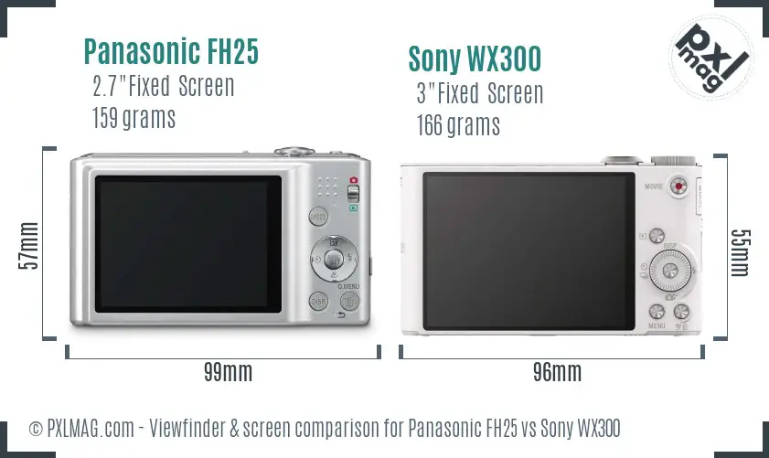 Panasonic FH25 vs Sony WX300 Screen and Viewfinder comparison