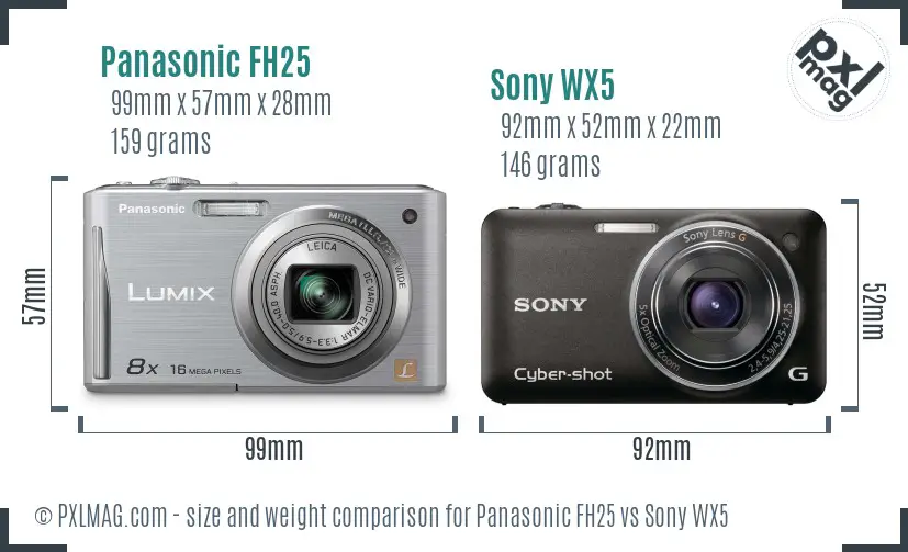 Panasonic FH25 vs Sony WX5 size comparison