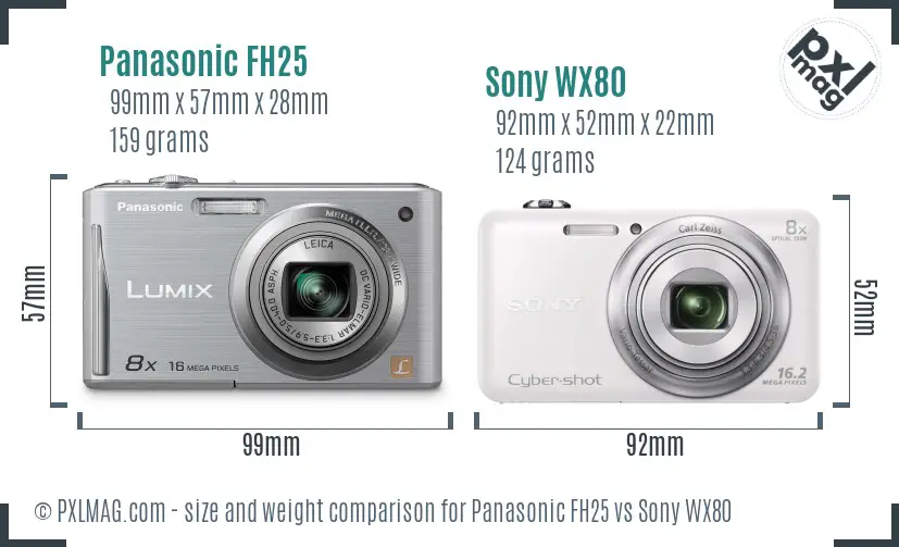 Panasonic FH25 vs Sony WX80 size comparison