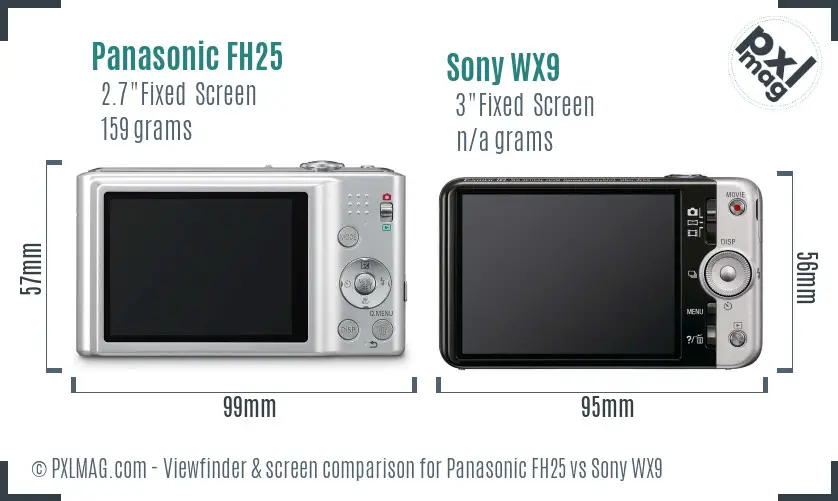 Panasonic FH25 vs Sony WX9 Screen and Viewfinder comparison