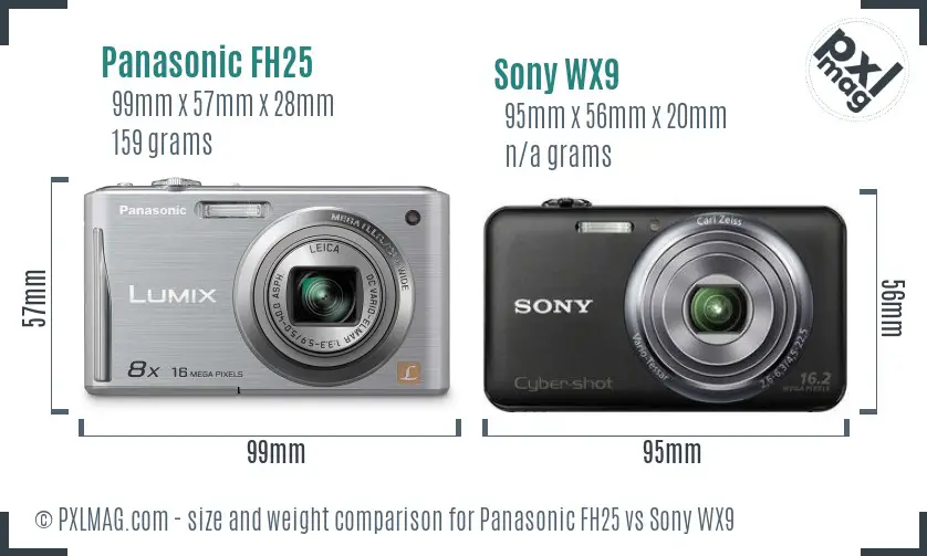 Panasonic FH25 vs Sony WX9 size comparison