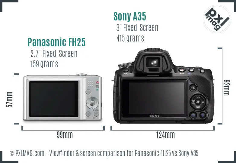 Panasonic FH25 vs Sony A35 Screen and Viewfinder comparison