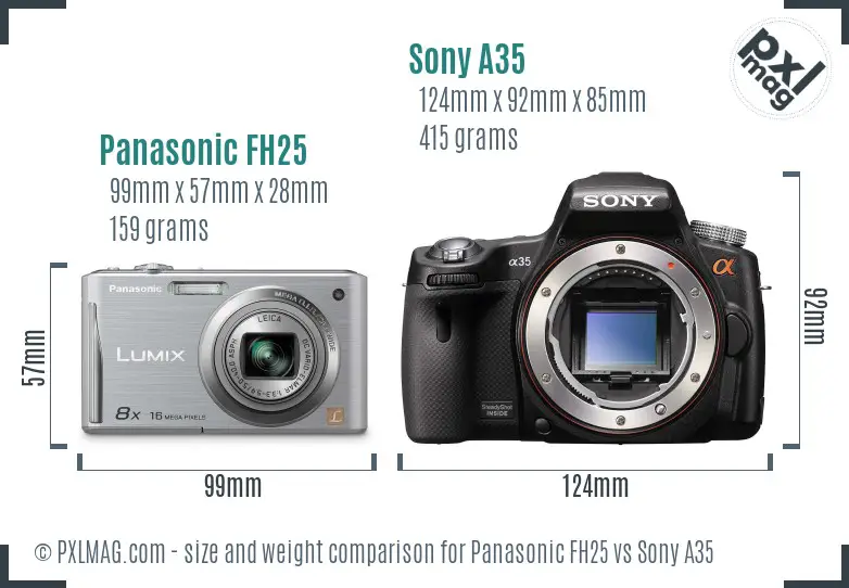 Panasonic FH25 vs Sony A35 size comparison