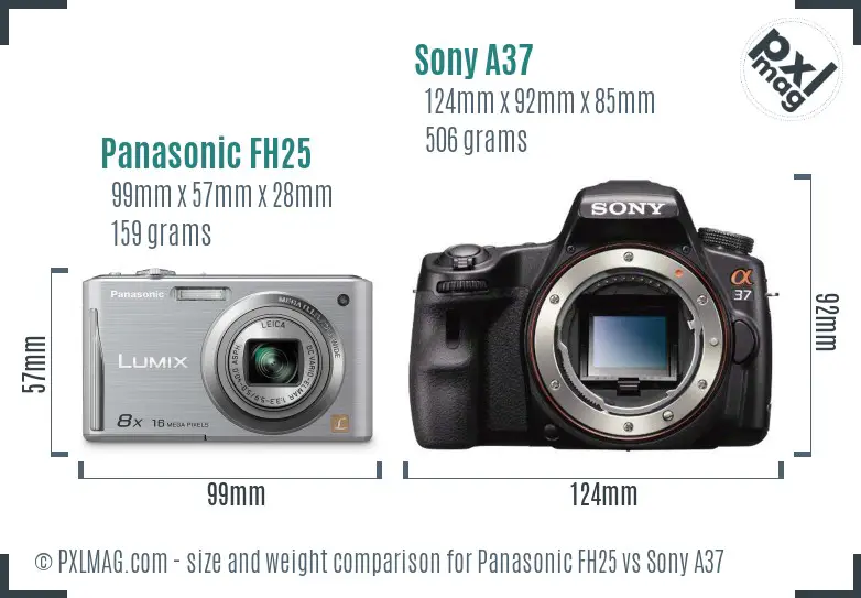 Panasonic FH25 vs Sony A37 size comparison