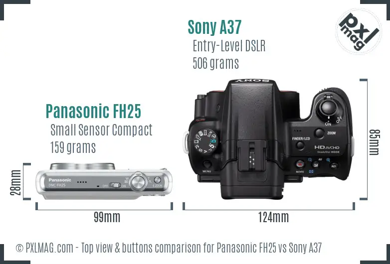 Panasonic FH25 vs Sony A37 top view buttons comparison