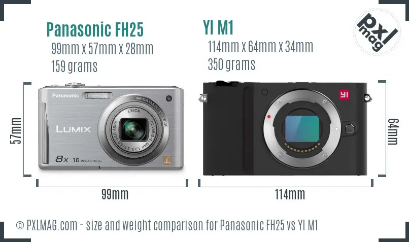 Panasonic FH25 vs YI M1 size comparison