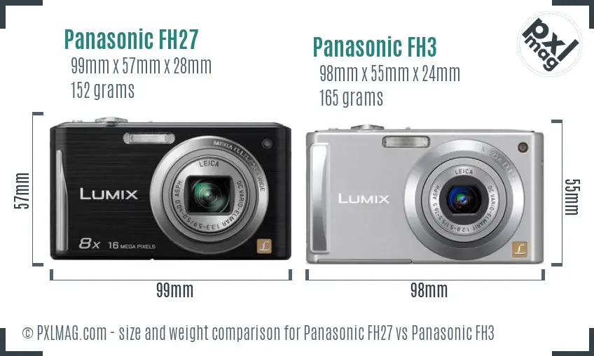 Panasonic FH27 vs Panasonic FH3 size comparison
