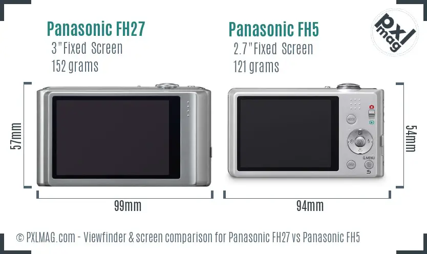 Panasonic FH27 vs Panasonic FH5 Screen and Viewfinder comparison
