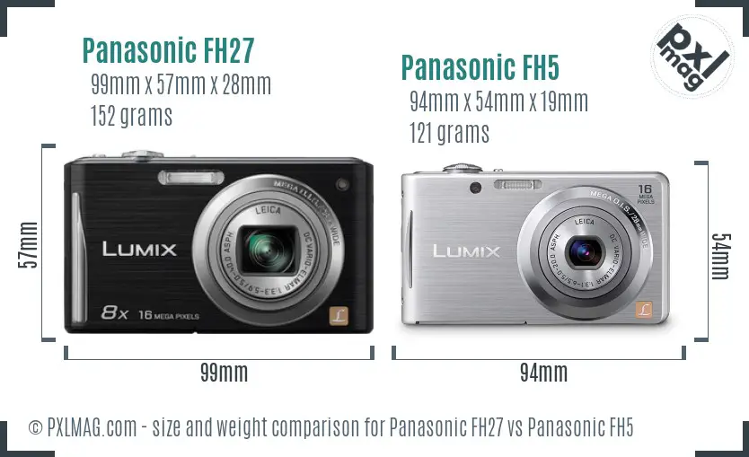 Panasonic FH27 vs Panasonic FH5 size comparison