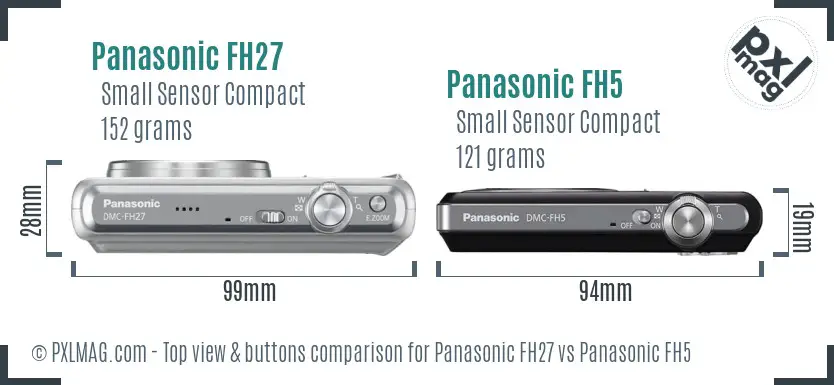 Panasonic FH27 vs Panasonic FH5 top view buttons comparison