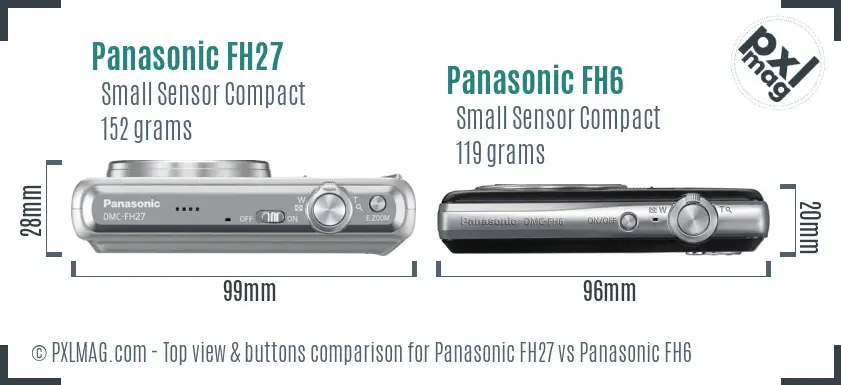 Panasonic FH27 vs Panasonic FH6 top view buttons comparison