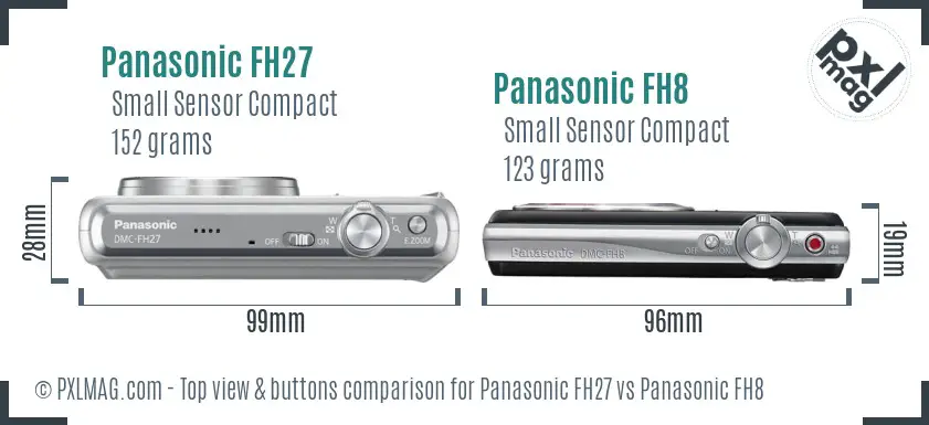 Panasonic FH27 vs Panasonic FH8 top view buttons comparison
