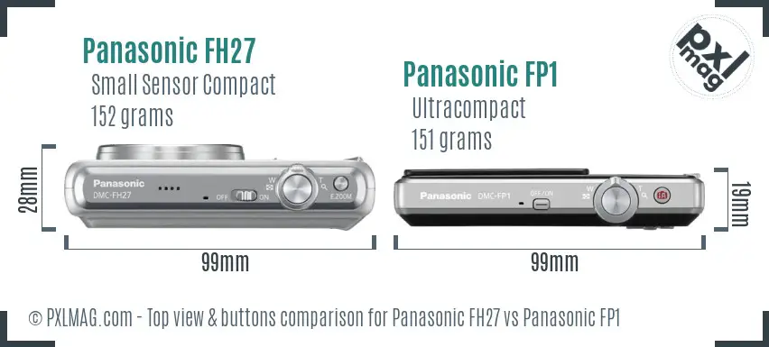 Panasonic FH27 vs Panasonic FP1 top view buttons comparison