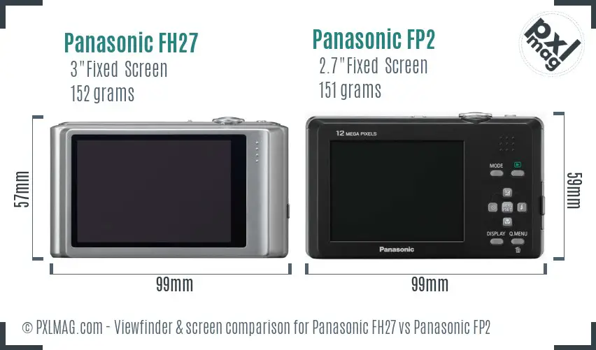 Panasonic FH27 vs Panasonic FP2 Screen and Viewfinder comparison
