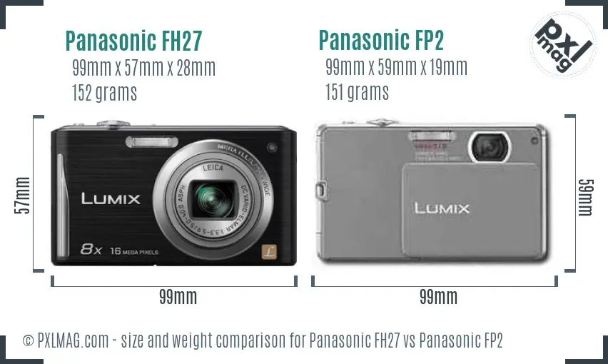 Panasonic FH27 vs Panasonic FP2 size comparison