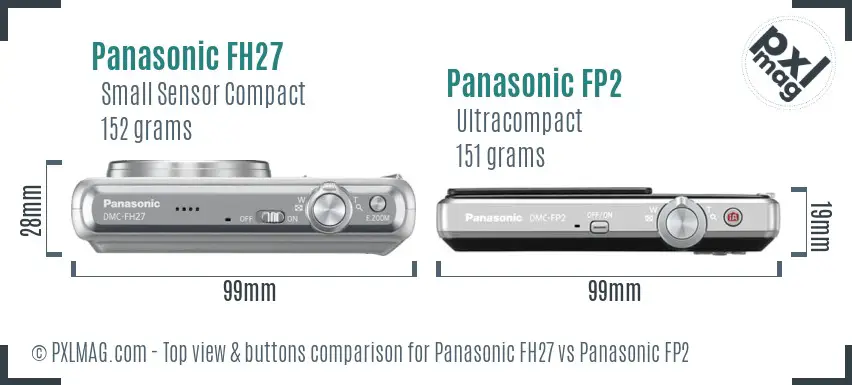 Panasonic FH27 vs Panasonic FP2 top view buttons comparison
