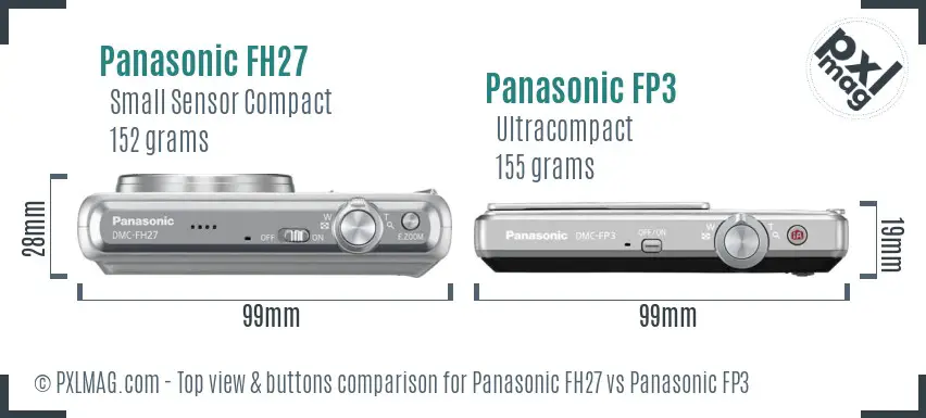 Panasonic FH27 vs Panasonic FP3 top view buttons comparison