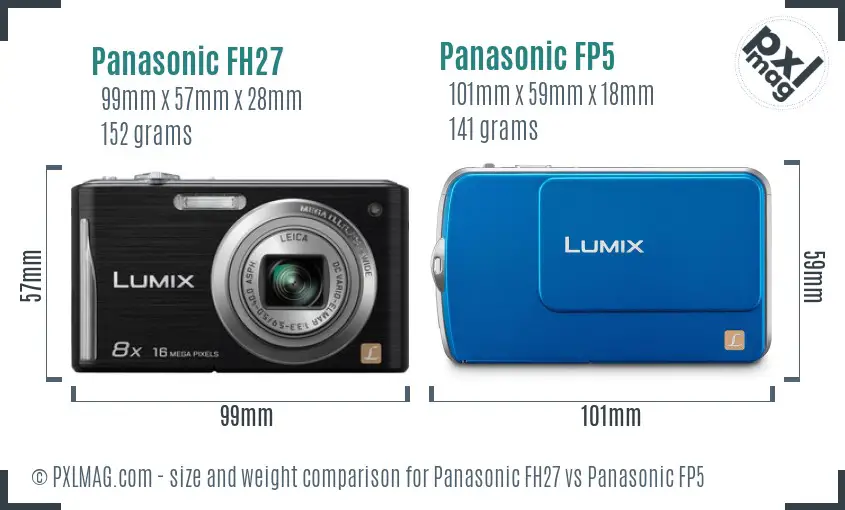 Panasonic FH27 vs Panasonic FP5 size comparison
