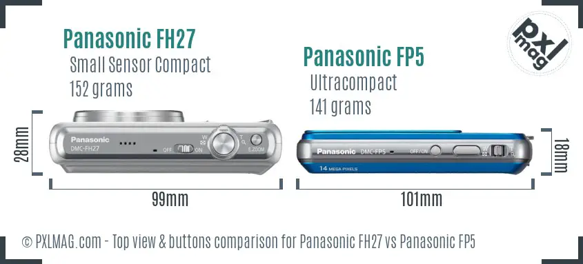 Panasonic FH27 vs Panasonic FP5 top view buttons comparison