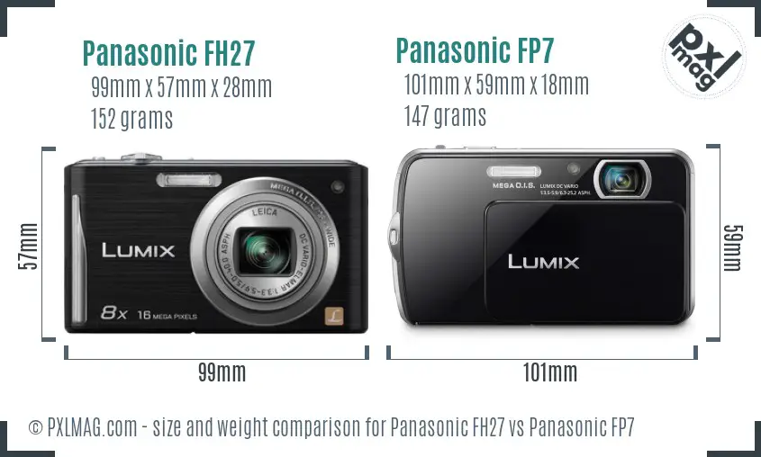 Panasonic FH27 vs Panasonic FP7 size comparison