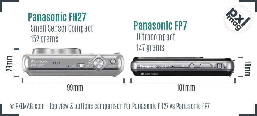 Panasonic FH27 vs Panasonic FP7 top view buttons comparison