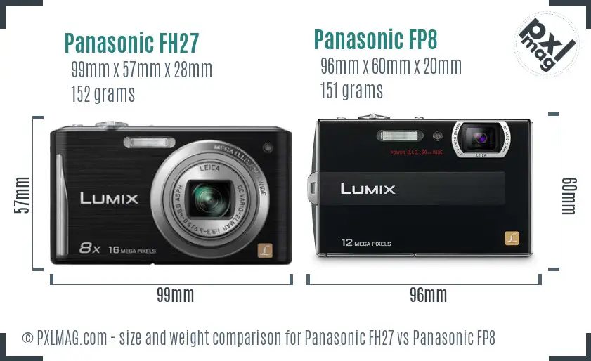 Panasonic FH27 vs Panasonic FP8 size comparison
