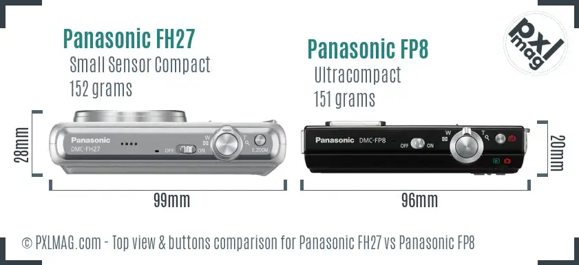 Panasonic FH27 vs Panasonic FP8 top view buttons comparison