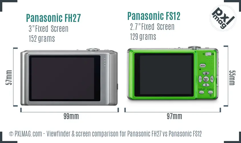 Panasonic FH27 vs Panasonic FS12 Screen and Viewfinder comparison