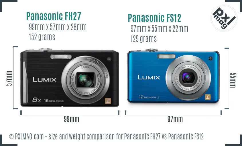 Panasonic FH27 vs Panasonic FS12 size comparison